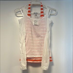 Bebe White and Orange Tank Top Sleeveless Design